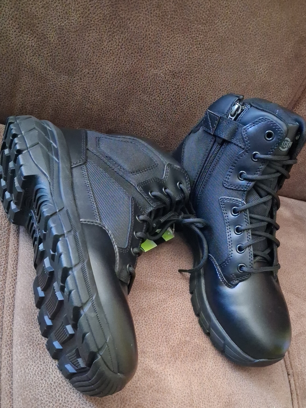 Interceptor Litefast Men's Black Leather Tactical Work Boots Size 10